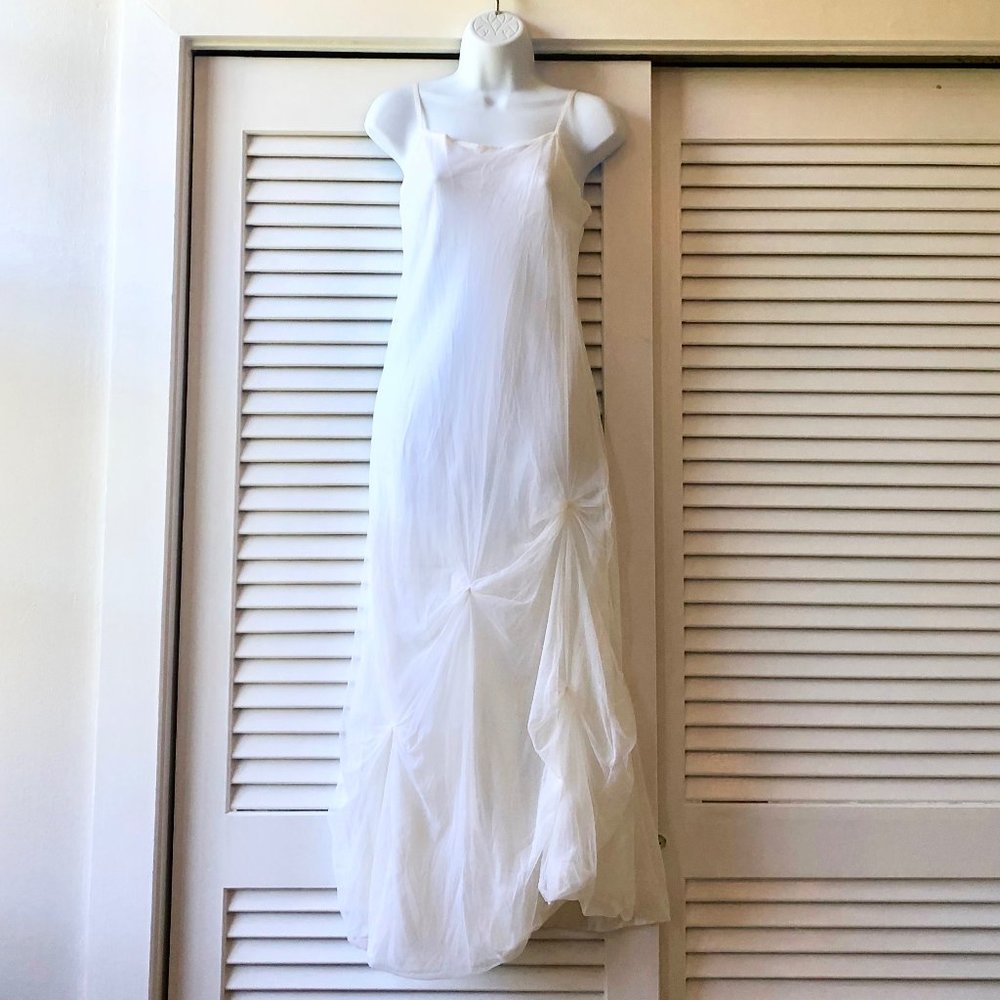 Background White Flowy Maxi Dress